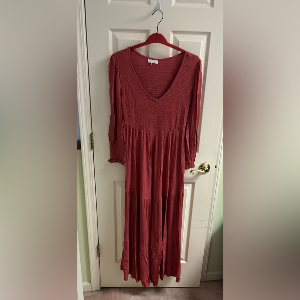Coco + Jaimeson maxi dress L, burnt orange, excellent preowned condition